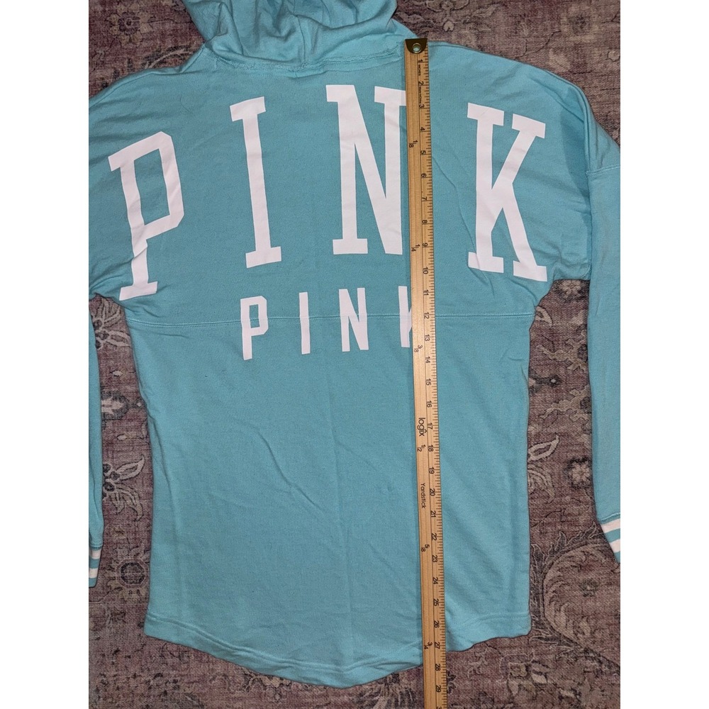 PINK Victoria's Secret Aqua Blue Oversized Hoodie Sweatshirt XS Pullover Logo - Picture 5 of 5